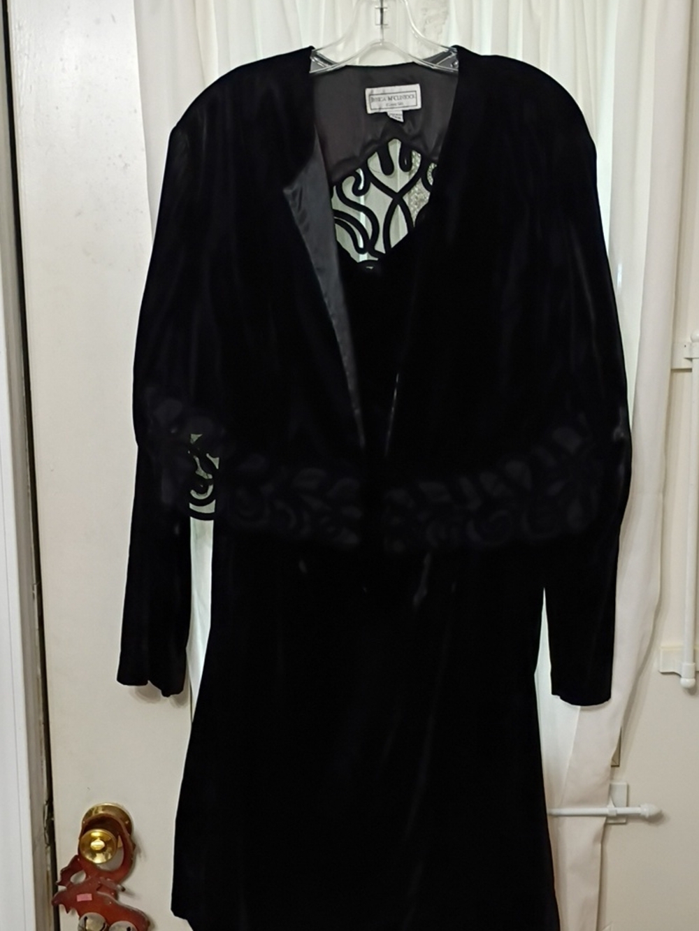 Jessica McClintock Black Velvet Blazer with Satin Accents
